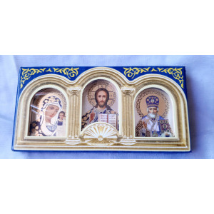 Icoana triptic litografie in rama de plastic 5.5cm 4055