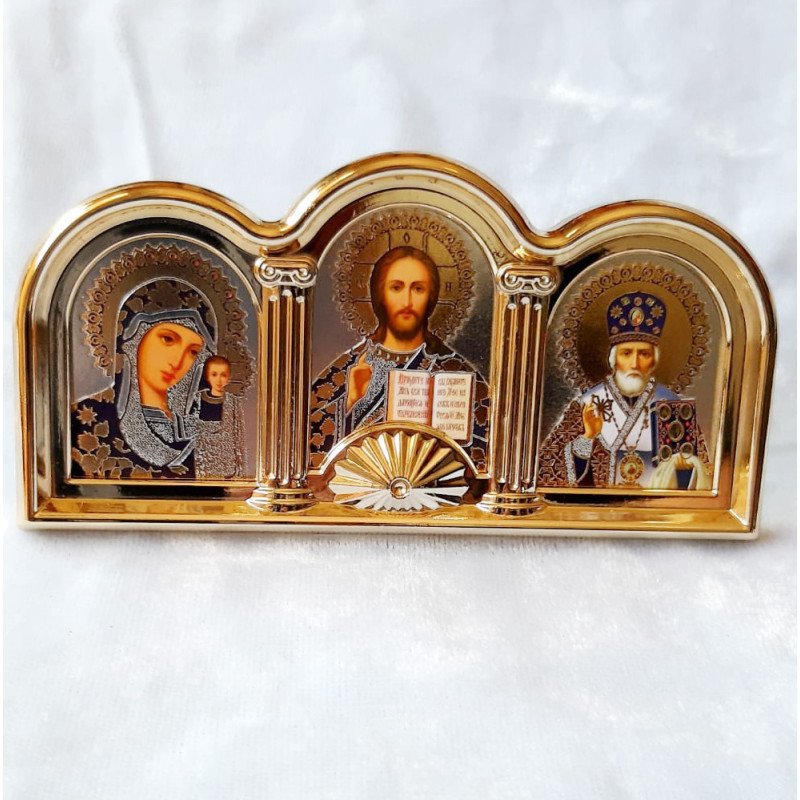 Icoana triptic litografie in rama de plastic 5.5cm 4055