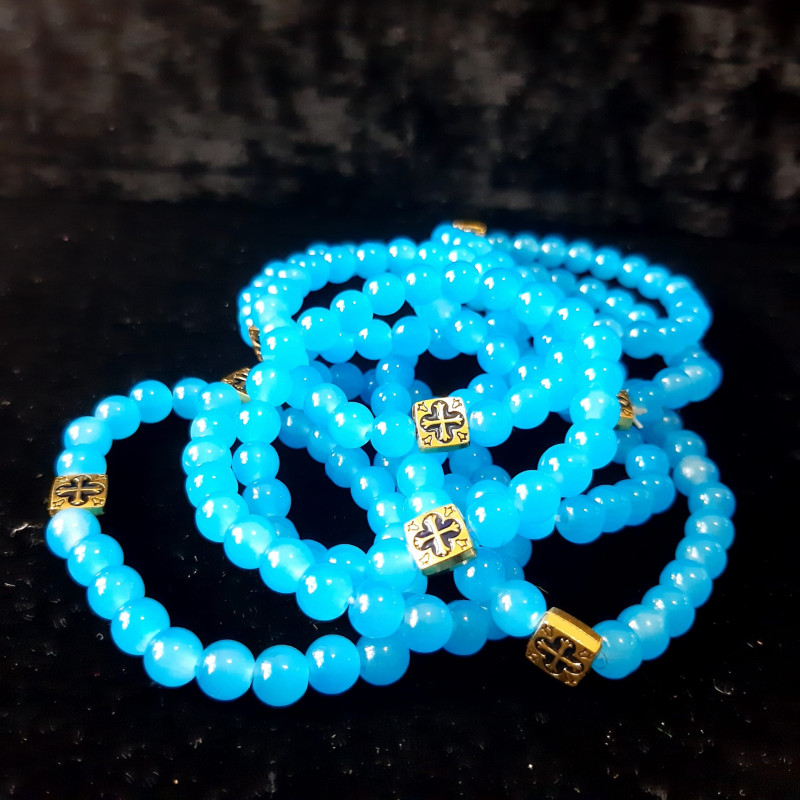 Bratara margele sticla 8mm medalioane metalice 1110 set12buc