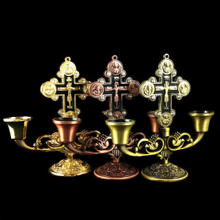 Obiecte bisericesti | Sfesnic pentru 2 lumanari din metal 13cm  | 5410