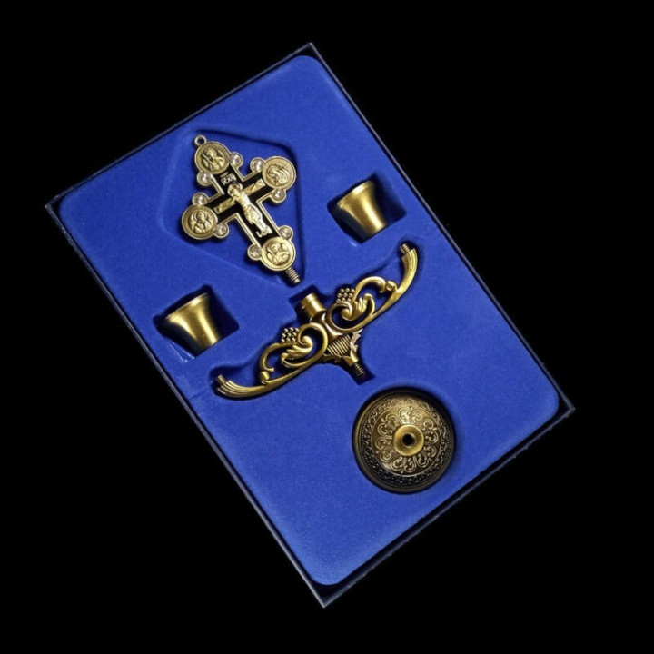 Obiecte bisericesti | Sfesnic pentru 2 lumanari din metal 13cm  | 5410