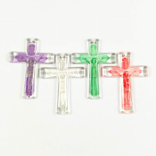 Obiecte bisericesti | Medalion cruce de plastic transparent 53mm | 2000