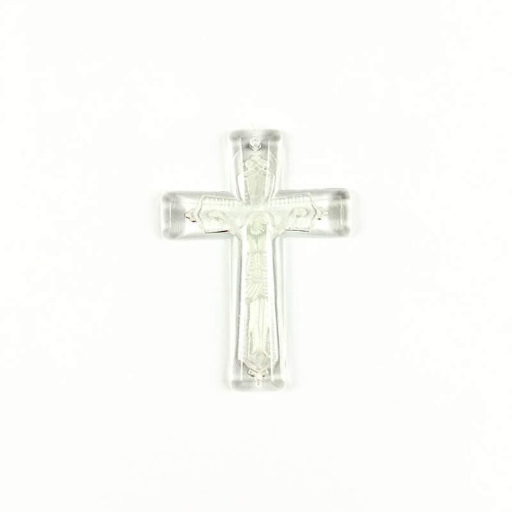 Obiecte bisericesti | Medalion cruce de plastic transparent 53mm | 2000