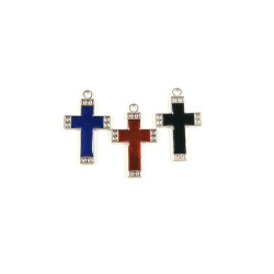 Obiecte bisericesti | Medalion cruce metalica argintie 30mm | 2002