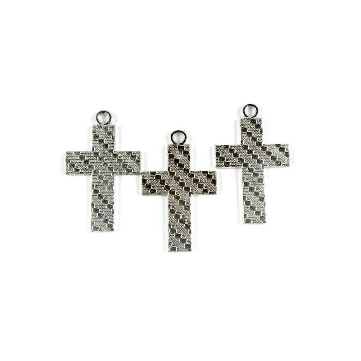 Obiecte bisericesti | Medalion cruce metalica argintie 30mm | 2002