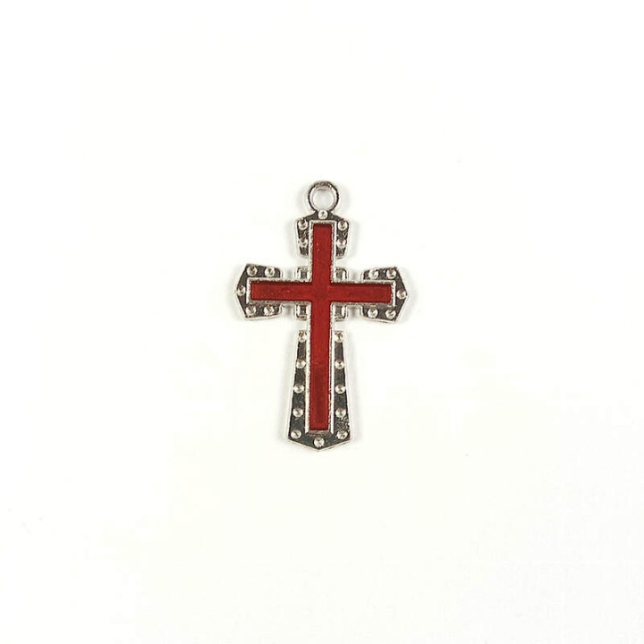 Obiecte bisericesti | Medalion cruce metalica argintie 30mm | 2003