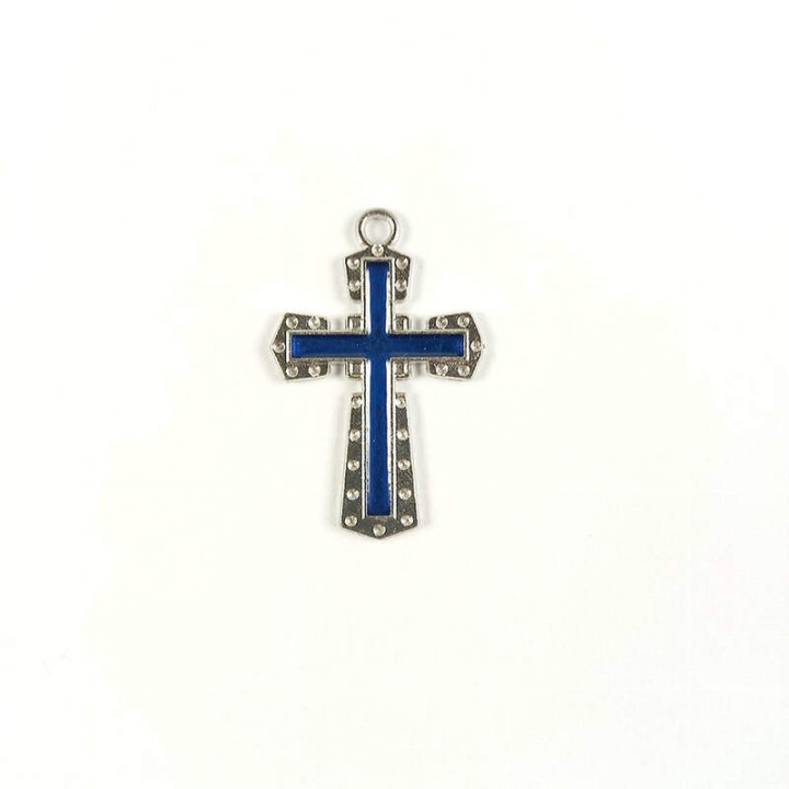 Obiecte bisericesti | Medalion cruce metalica argintie 30mm | 2003