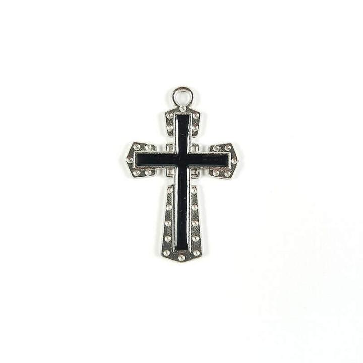 Obiecte bisericesti | Medalion cruce metalica argintie 30mm | 2003