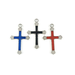 Obiecte bisericesti | Medalion cruce metalica argintie 30mm | 2004