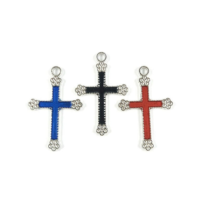 Obiecte bisericesti | Medalion cruce metalica argintie 30mm | 2004