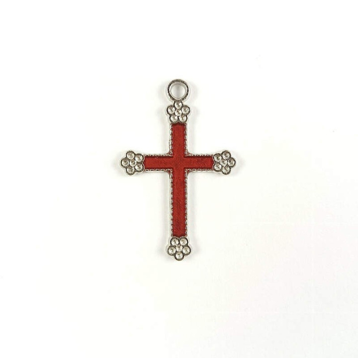 Obiecte bisericesti | Medalion cruce metalica argintie 30mm | 2004