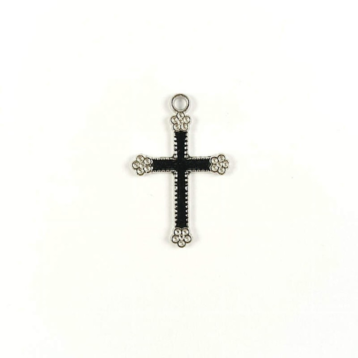 Obiecte bisericesti | Medalion cruce metalica argintie 30mm | 2004