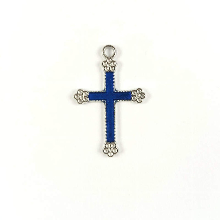 Obiecte bisericesti | Medalion cruce metalica argintie 30mm | 2004