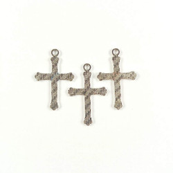 Obiecte bisericesti | Medalion cruce metalica argintie 30mm | 2004
