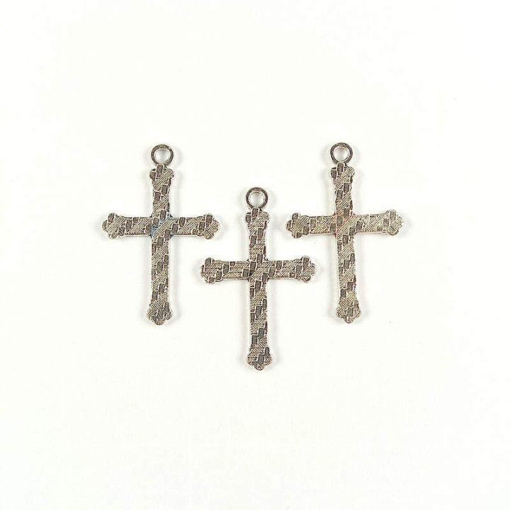 Obiecte bisericesti | Medalion cruce metalica argintie 30mm | 2004