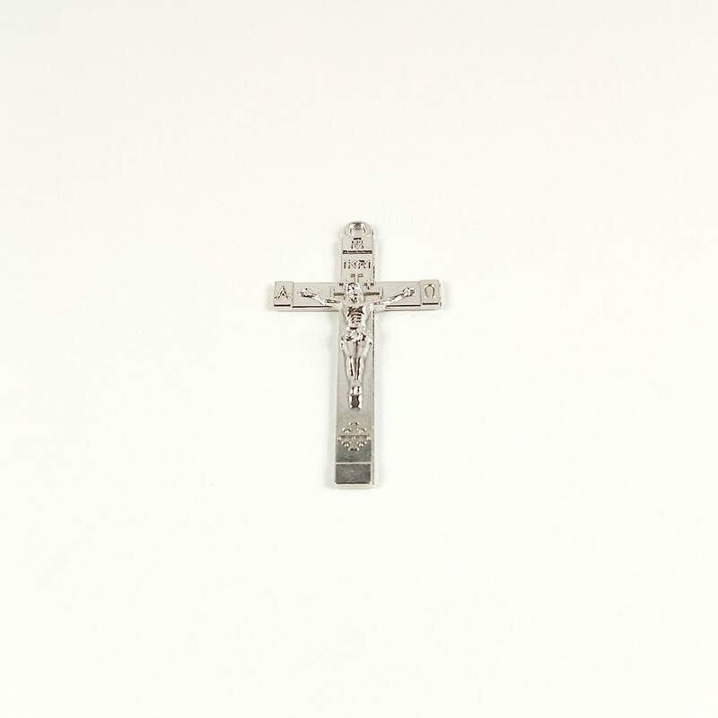 Obiecte bisericesti | Medalion cruce metalica argintie 40mm | 2012