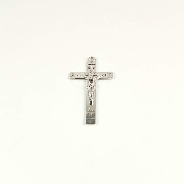 Obiecte bisericesti | Medalion cruce metalica argintie 40mm | 2012