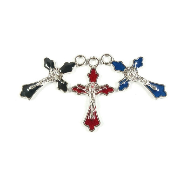 Obiecte bisericesti | Medalion cruce metalica argintie 30mm | 2024