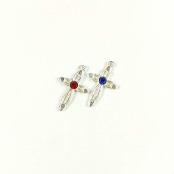Obiecte bisericesti | Medalion cruce metalica argintie 26mm | 2025