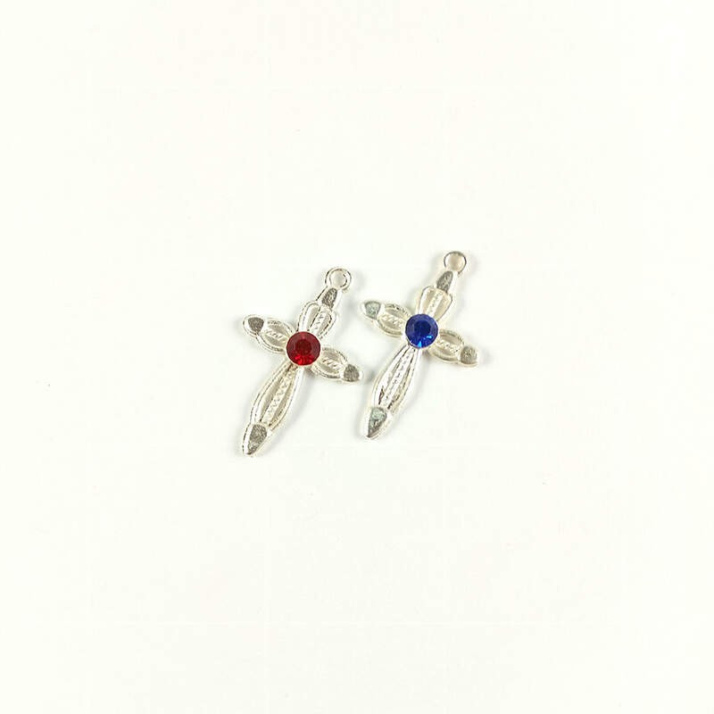 Obiecte bisericesti | Medalion cruce metalica argintie 26mm | 2025