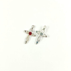 Obiecte bisericesti | Medalion cruce metalica argintie 26mm | 2025