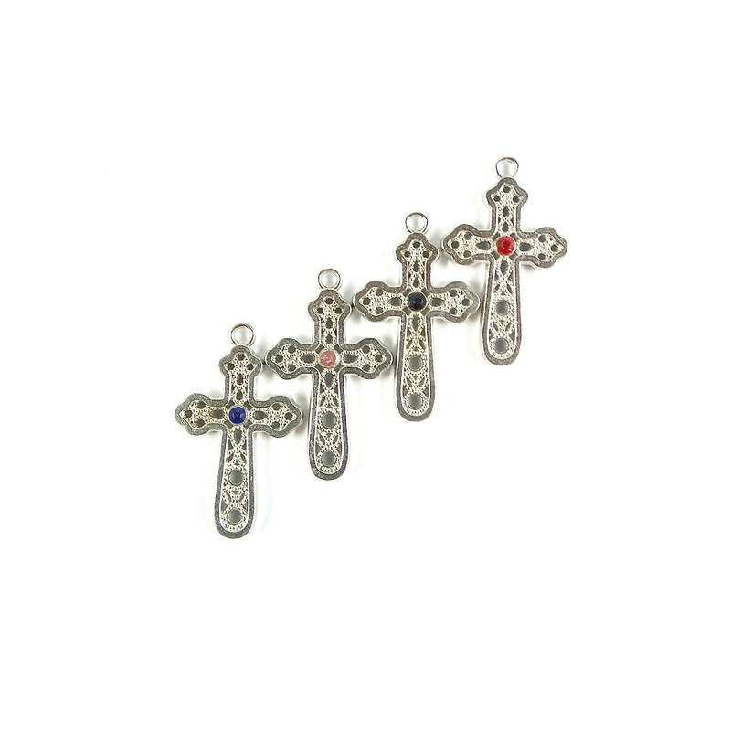 Obiecte bisericesti | Medalion cruce metalica argintie 31mm | 2026