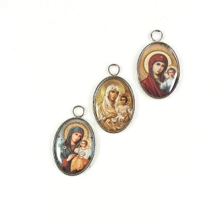 Obiecte bisericesti | Medalion icoana metalic argintiu 25mm | 2027