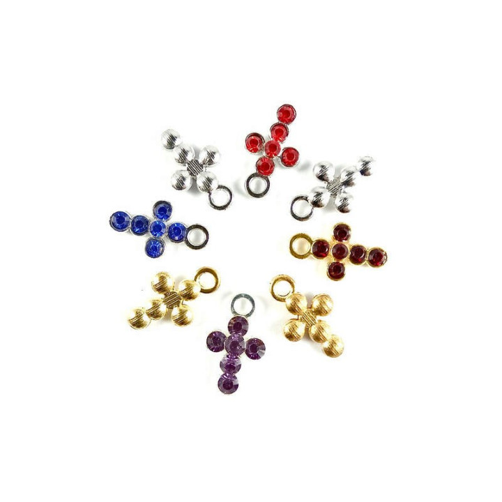 Obiecte bisericesti | Medalion cruce metalica aurie sau argintie 16mm | 2028