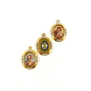 Obiecte bisericesti | Medalion icoana metalic auriu 25mm | 2030