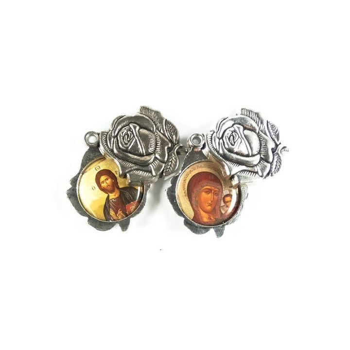 Obiecte bisericesti | Medalion trandafir metalic argintiu 35mm | 2031