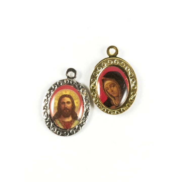 Obiecte bisericesti | Medalion icoana metalic auriu sau argintiu 25mm | 2032