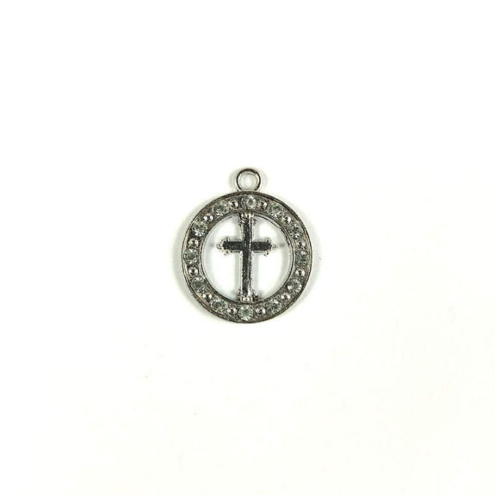 Obiecte bisericesti | Medalion cruce metalic argintiu 18mm | 2036