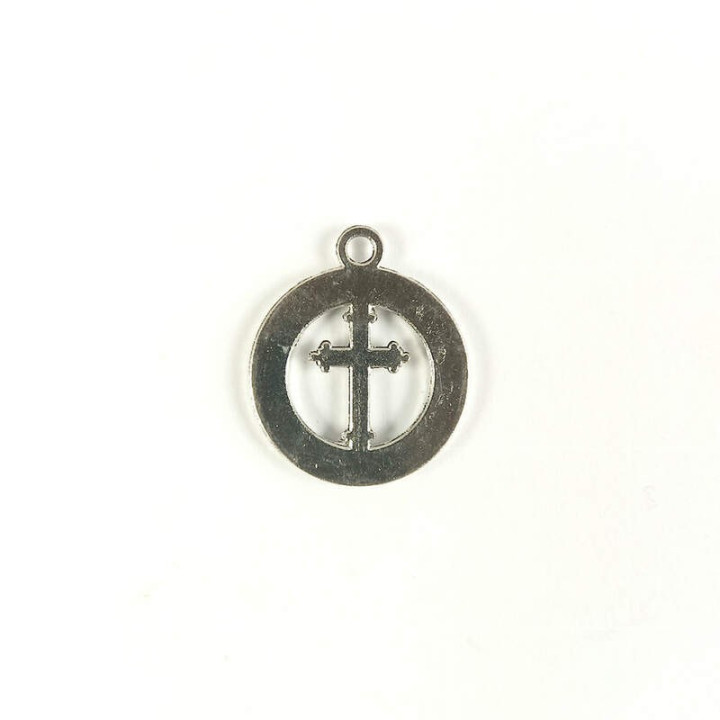 Obiecte bisericesti | Medalion cruce metalic argintiu 18mm | 2036