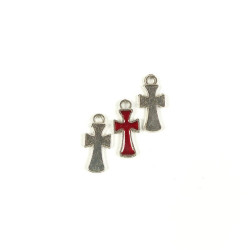 Obiecte bisericesti | Medalion cruce metalica argintie 13mm | 2040