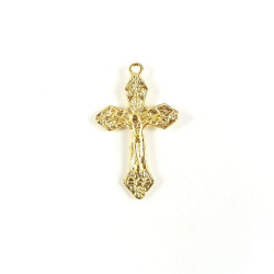 Obiecte bisericesti | Medalion cruce metalica aurie 28mm | 2043