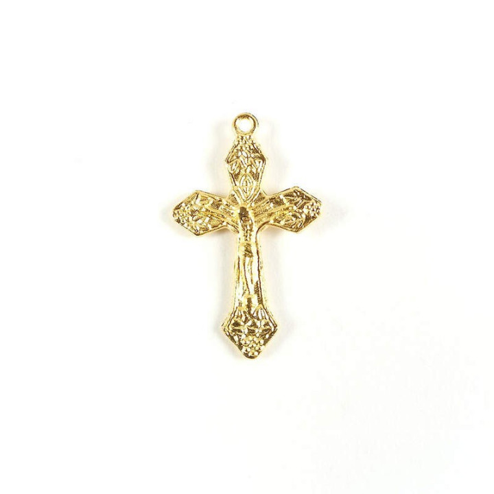 Obiecte bisericesti | Medalion cruce metalica aurie 28mm | 2043