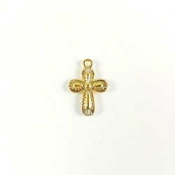 Obiecte bisericesti | Medalion cruce metalica aurie 18mm | 2044