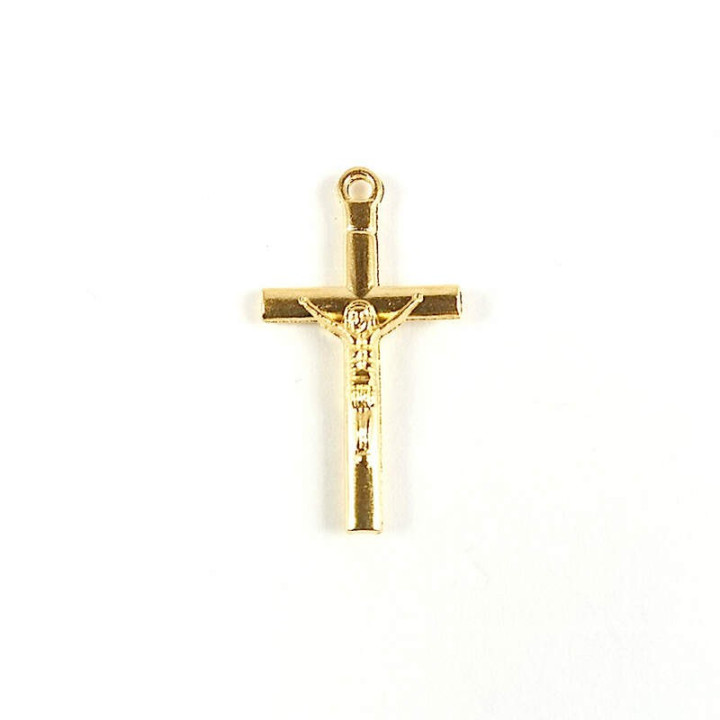 Obiecte bisericesti | Medalion cruce metalica aurie 28mm | 2045
