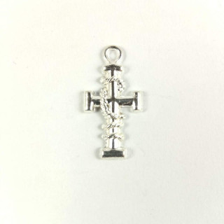 Obiecte bisericesti | Medalion cruce metalica argintie 25mm | 2046