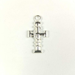 Obiecte bisericesti | Medalion cruce metalica argintie 25mm | 2046
