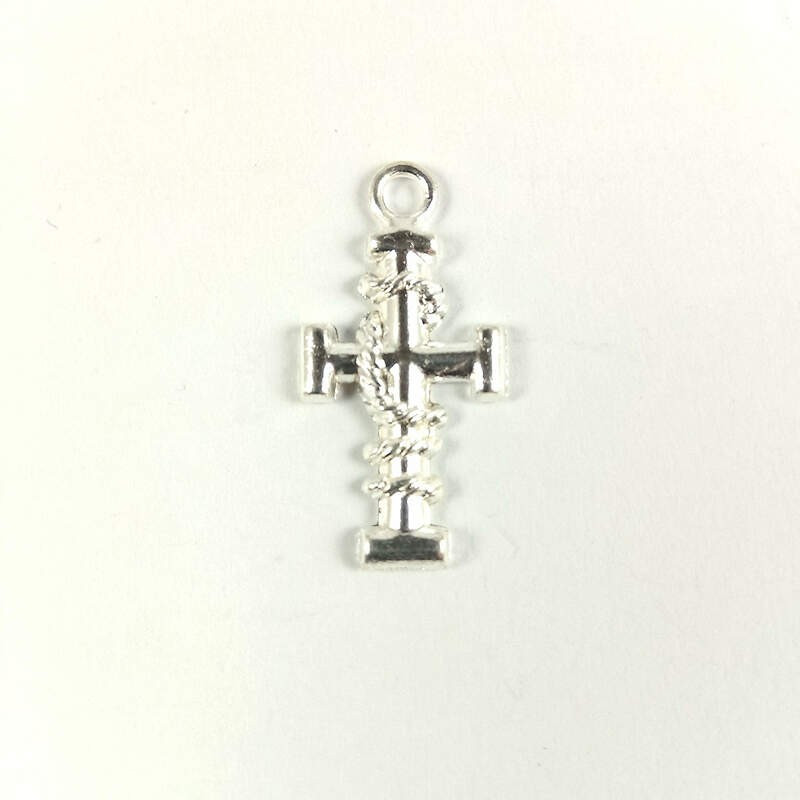 Obiecte bisericesti | Medalion cruce metalica argintie 25mm | 2046