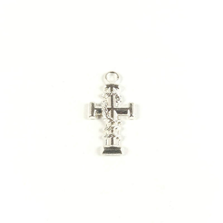 Obiecte bisericesti | Medalion cruce metalica argintie 25mm | 2046