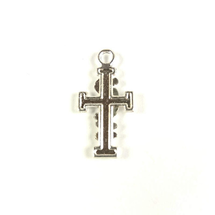 Obiecte bisericesti | Medalion cruce metalica argintie 25mm | 2046