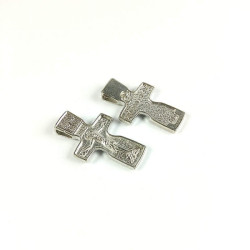 Obiecte bisericesti | Medalion cruce metalica argintie 30mm | 2048