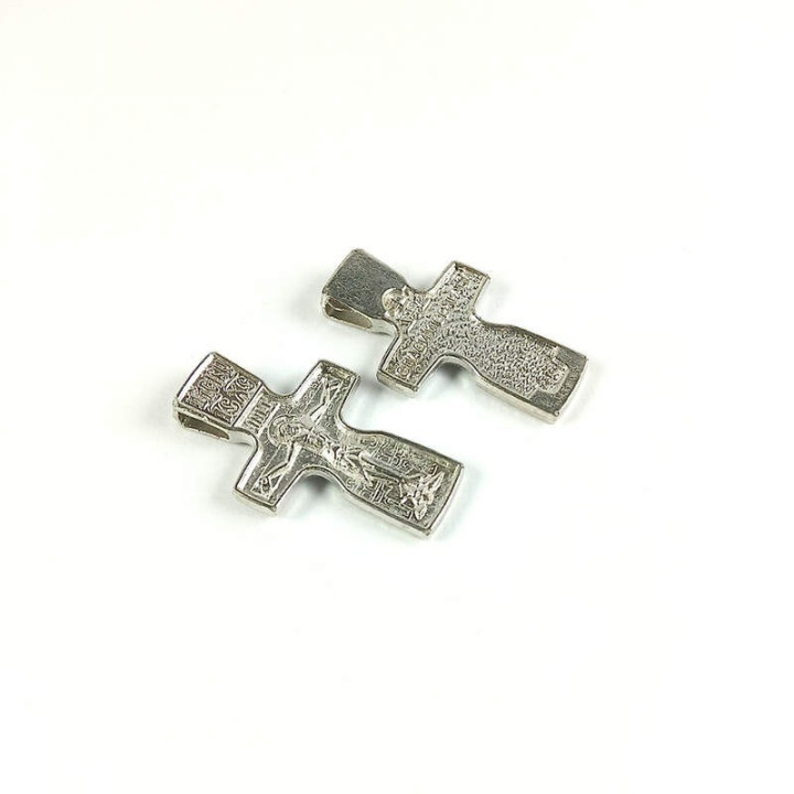 Obiecte bisericesti | Medalion cruce metalica argintie 30mm | 2048