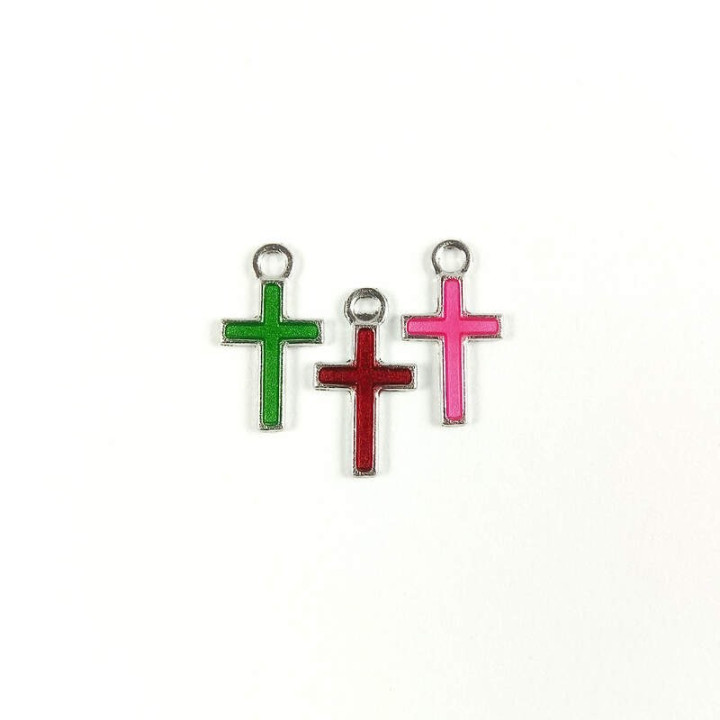 Obiecte bisericesti | Medalion cruce metalica argintie 15mm | 2051