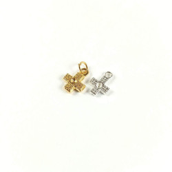 Obiecte bisericesti | Medalion cruce metalica argintie 12mm | 2057