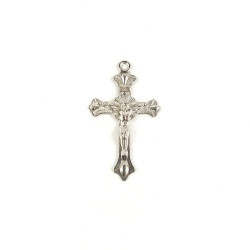 Obiecte bisericesti | Medalion cruce metalica argintie 40mm | 2058