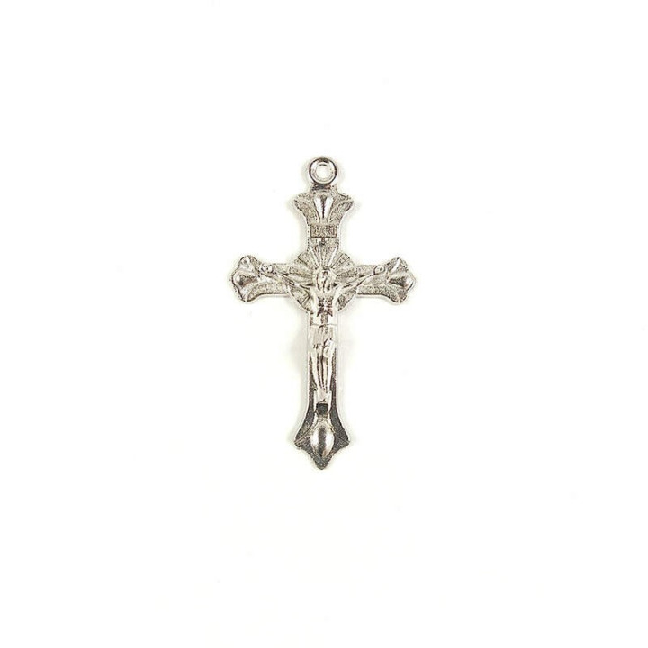 Obiecte bisericesti | Medalion cruce metalica argintie 40mm | 2058