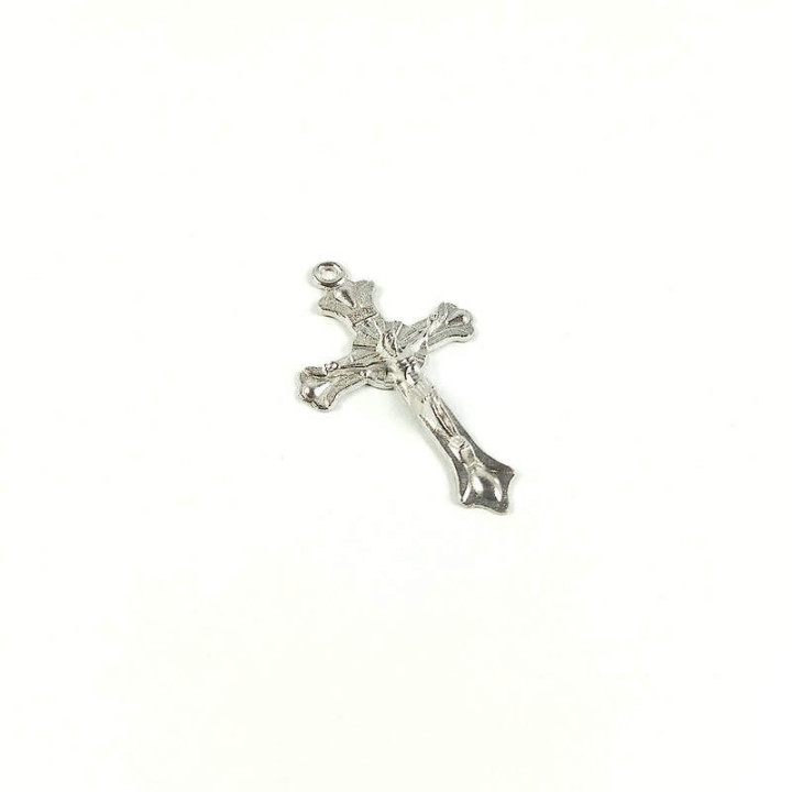 Obiecte bisericesti | Medalion cruce metalica argintie 40mm | 2058
